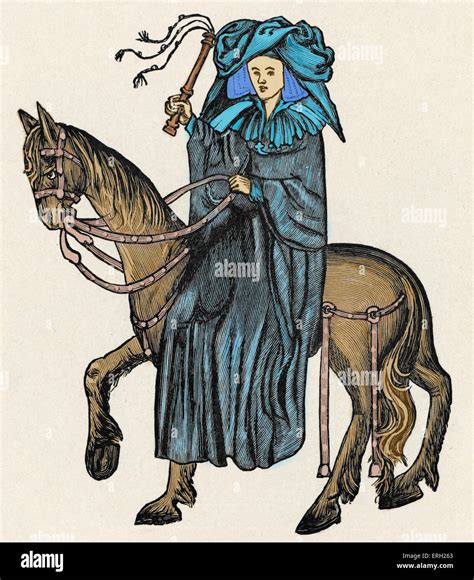 The Wife of Bath - character in Geoffrey Chaucer 's - Canterbury Stock Photo, Royalty Free Image ...