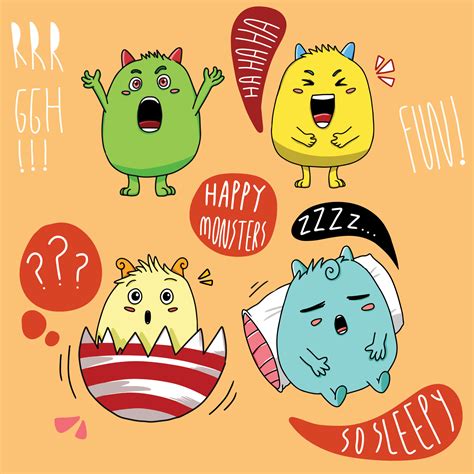 Cute little monsters. Suitable for sticker, poster, cover, etc 20491091 ...