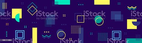 Panoramic Dark Purple Abstract Background With Different Geometric ...