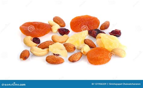 Almonds Cashews Nut and Dried Fruits Isolated on White Backgroun Stock ...