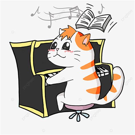 Piano Music PNG Transparent, Piano Music Cute Cartoon Cat, Piano, Music ...