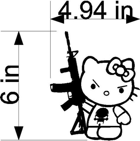 6in Assault Hello Kitty Lady Decal Riffle Gun Military Hunting Sticke…