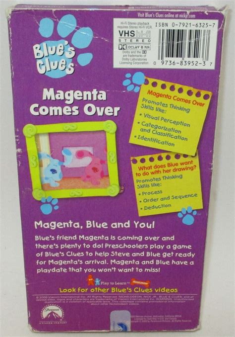Blue's Clues - Magenta Comes Over (VHS) Nick Jr. TV 2000 Steve Orange Tape | eBay