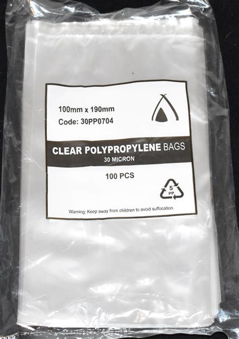 30um Clear Polypropylene Bags 190mm x 100mm Carton/1000 Gst Included