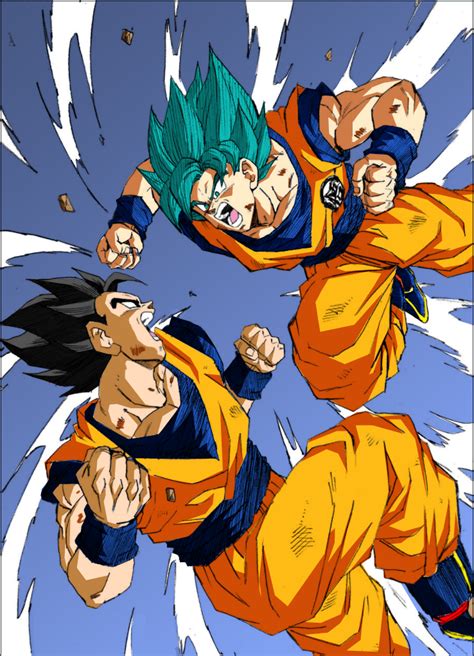 Goku vs Gohan -By YoungJiji [Coloured] by MielSibel10032002 on DeviantArt