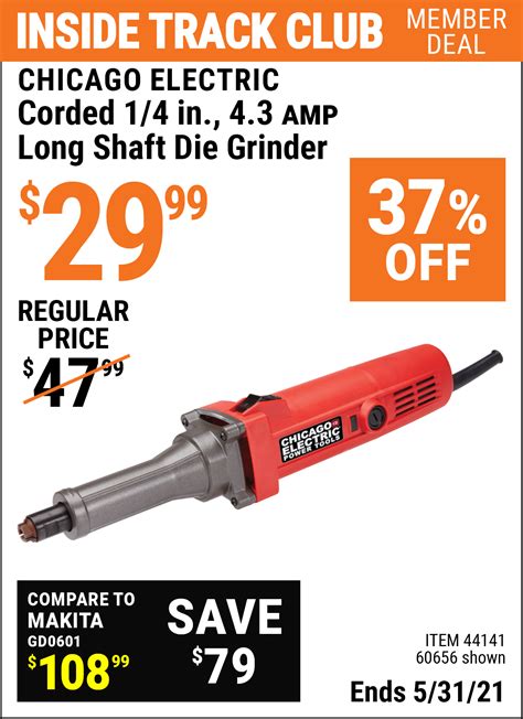 CHICAGO ELECTRIC Corded 1/4 in. 4.3 Amp Long Shaft Die Grinder for $29.99 – Harbor Freight Coupons