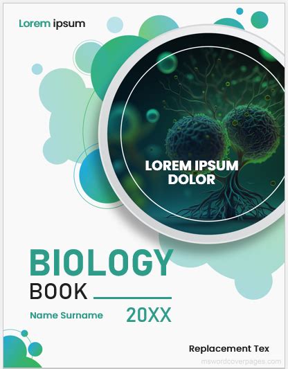 Biology Book Cover Page Template | MS Word Cover Page Templates