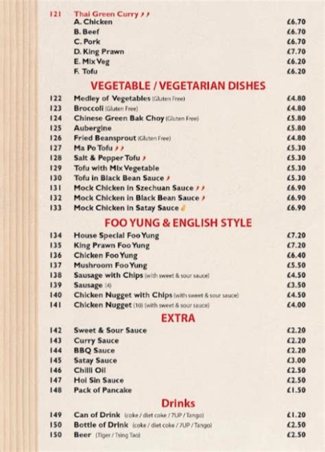 Yang’s Kitchen Lechlade's full menu online