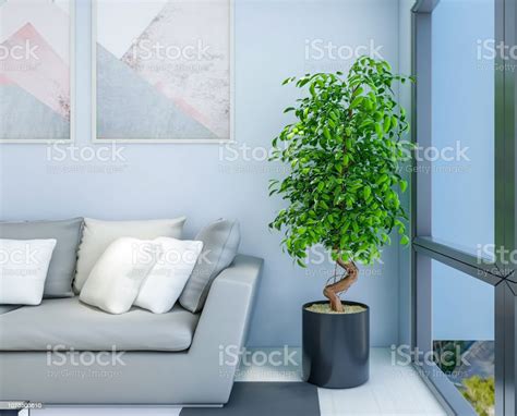 Spacious Modern Living Room Design Renderings Stock Photo - Download ...