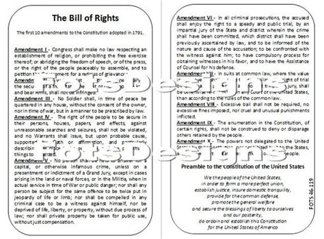 Laminated Bill of Rights / Preamble. Item 46-119 4 x