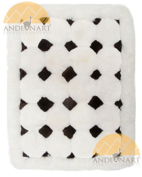 Alpaca Fur Rug - Black and White Geometric - US STOCK - AndeanArt Florida