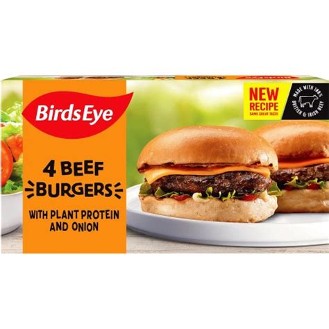 Birds Eye Beef Burgers with Plant Protein & Onion (4) - Compare Prices ...