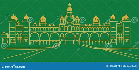 Sketch of Mysore Palace or Amba Vilas Palace Outline Editable Vector Illustration Stock ...