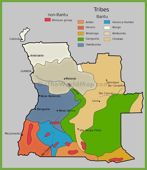 Map of ethnic groups in Angola - Ontheworldmap.com