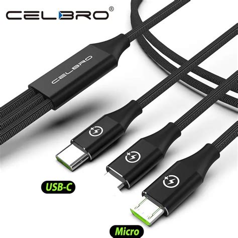 3in1 2in1 USB Cable Micro USB Type C Charger Cable Android Type C Wire Cord Phone Charging Cable ...