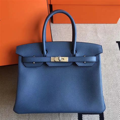 Hand Stitching Hermes Birkin Bag30cm in R2 Agate Blue Epsom Leather – H ...