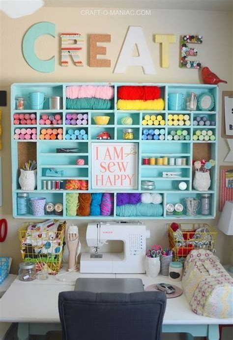 45 Gorgeous Colourful Organizing Sewing Room Ideas For Inspiration ...