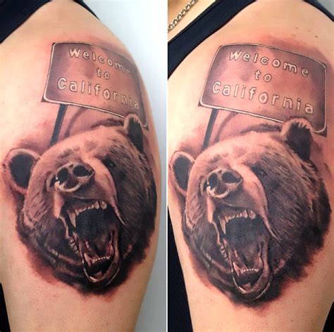 California Bear Welcome Tattoo Idea