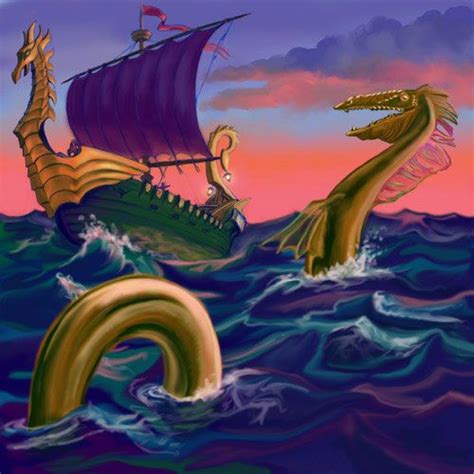 Dawn Treader vs. Sea Serpent by Dawn Doughty Davidson Fantasy Creatures, Sea Creatures, Aslan ...