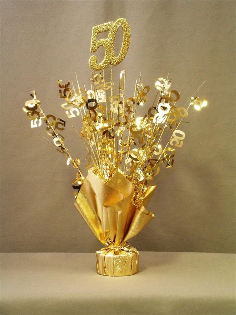 Gold 50 Table Centerpiece - Doolin's Party Supplies | 50th wedding ...