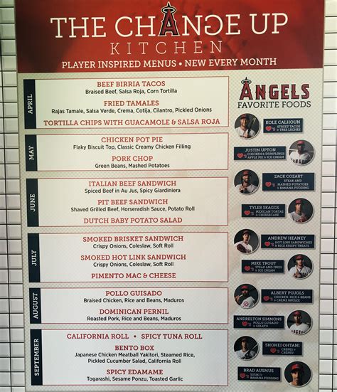 Took a picture of the 2019 menu from The Change Up Kitchen. : r/angelsbaseball