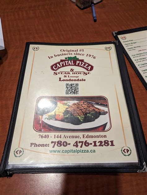 Menu at Capital Pizza steakhouse, Edmonton, 144 Ave NW