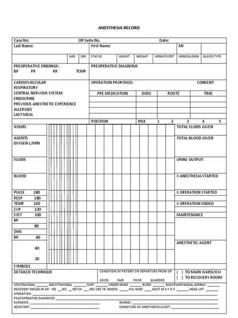 ANESTHESIA RECORD.docx | Anesthesia | Surgery | Free 30-day Trial | Scribd