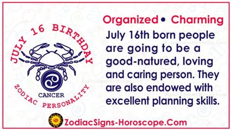 July 16 Zodiac (Cancer) Horoscope Birthday Personality and Lucky Things | ZSH