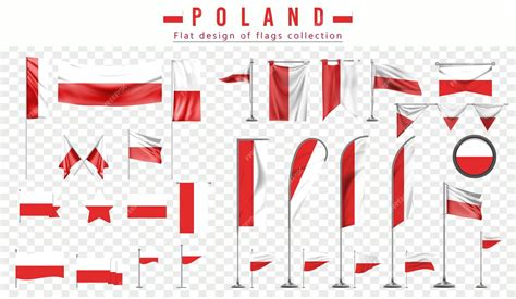 Premium Vector | Poland flags set flat design of flags collection