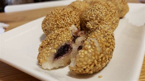 Buchi or Sesame Balls with Ube filling