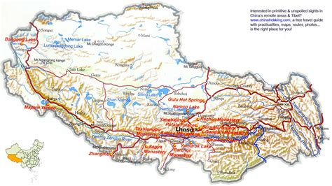 Tibet Travel Map - China Trekking Guide, Route, Map, Photo