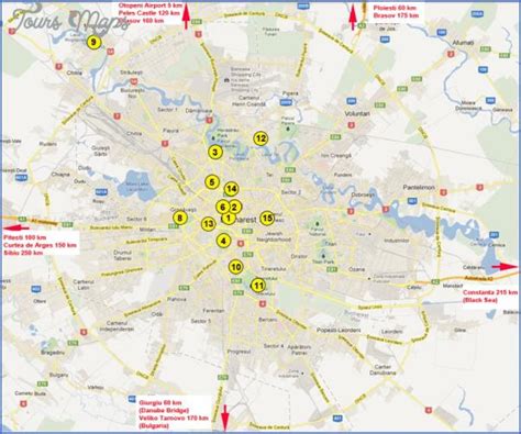 Bucharest attractions map - Map of bucharest attractions (Romania)