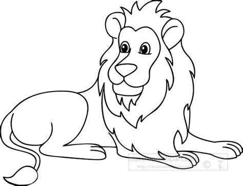 Animal Outline Clipart-sitting lion side view black outline clipart