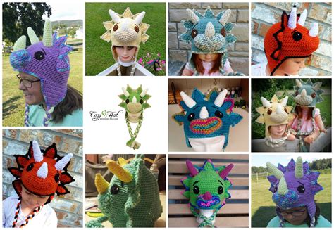 Tops the Triceratops Dinosaur Hat PDF Crochet Pattern | Crochet patterns, Dinosaur hat, Crochet