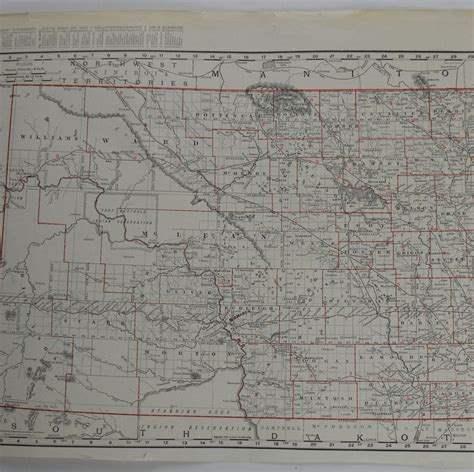 Original Antique Map of North Dakota by Rand McNally, circa 1900 For Sale at 1stDibs