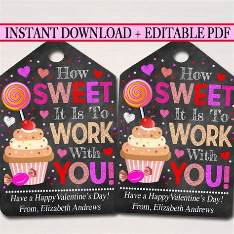 Valentines Day Coworker Favor Tags, Company Staff Appreciation Labels, Printable INSTANT ...