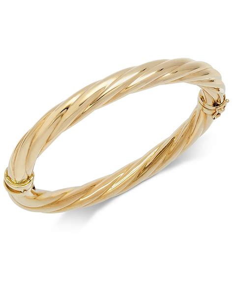 Italian Gold Polished Twisted Bangle Bracelet in 14k Gold - Macy's