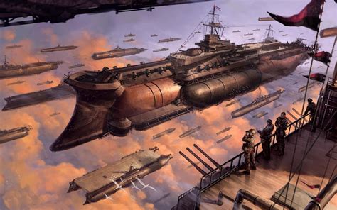 Steampunk flying ships Wallpaper | Steampunk wallpaper, Steampunk ship, Dieselpunk