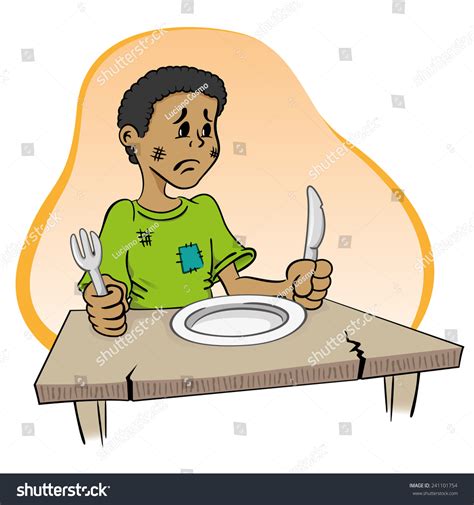 Illustration Representing Child Sitting Without Food: vetor stock (livre de direitos) 241101754 ...