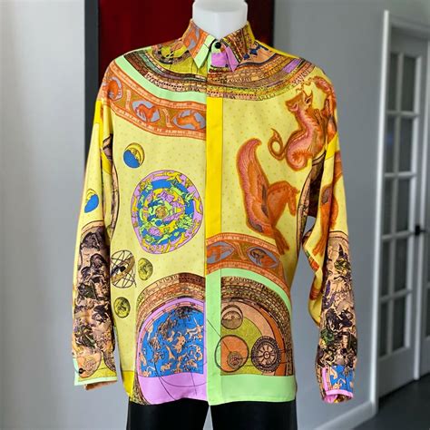 GIANNI VERSACE silk shirt Astrology print size IT 50 … - Gem