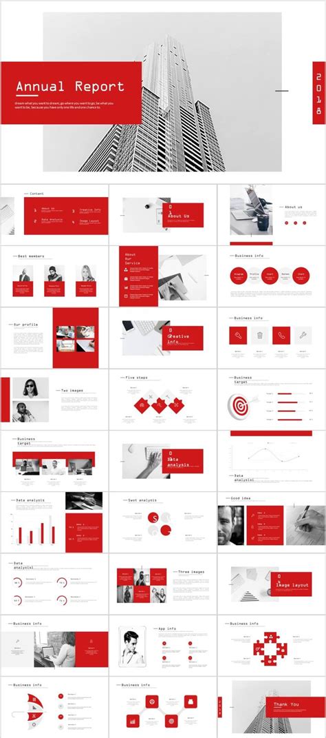 Clean red report chart PowerPoint template#powerpoint #templates #presentation #animation # ...