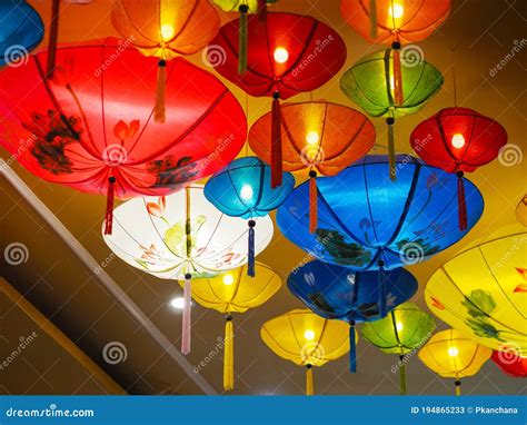 Colorful Traditional Vietnamese Lantern for Interior Decoration Stock ...