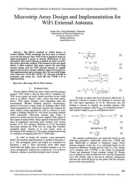 Microstrip Array Design and Implementation For WiFi External Antenna | PDF | Antenna (Radio) | Wi Fi