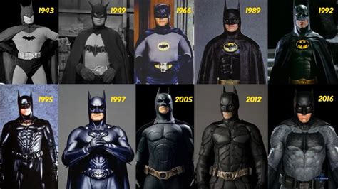 Batman suits throughout the years. : batman