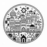 City Coloring Adventure  Page sketch template