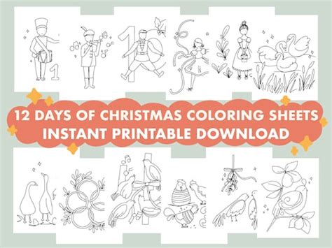 12 Days of Christmas Coloring Pages Printable Christmas - Etsy