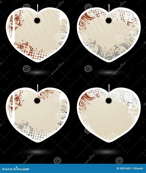 Set Of Vector Beige Heart-shaped Labels Royalty Free Stock Photo - Image: 9507445