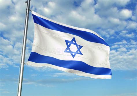 Israel Flag Waving with Sky on Background Realistic 3d Illustration ...