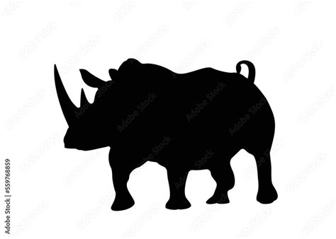 Vector rhino silhouette side view for logo, vintage design Isolated on white background.Vector ...