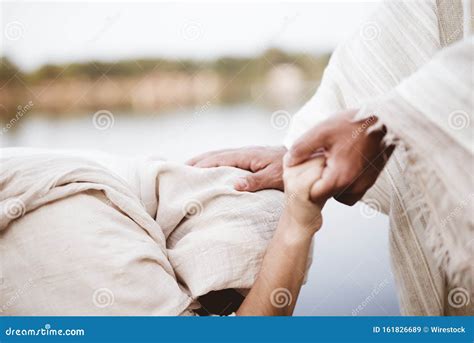 Closeup Shot of Jesus Christ Healing the Female with a Blurred Background Stock Image - Image of ...